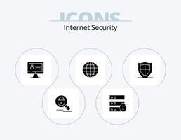 internet säkerhet glyf ikon packa 5 ikon design. säkerhet. internet. dator. säkerhet. klot vektor