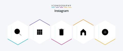 Instagram 25 Glyphen-Icon-Pack inklusive . Kontakt. setzt. hinzufügen. Schnittstelle vektor