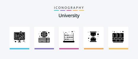 University Glyph 5 Icon Pack inklusive Sportschließfächer. Abakus. betrachten. Glas. kreatives Symboldesign vektor