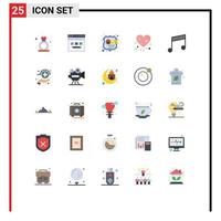 25 universelle flache Farbzeichen Symbole von Album Herz Website Ballon SEO editierbare Vektordesign-Elemente vektor