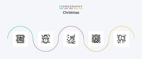 Christmas Line 5 Icon Pack inklusive Saison. Kranz. Weihnachten. Dekoration. Socken vektor