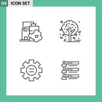 Packung mit 4 kreativen Filledline-Flachfarben der Werkseinstellung Verschmutzungsbaum-Fähigkeiten editierbare Vektordesign-Elemente vektor