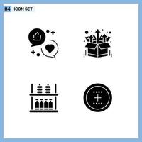 Stock Vector Icon Pack mit 4 Zeilenzeichen und Symbolen für die Werbung von Möbeln Love Package Shelf editierbare Vektordesign-Elemente