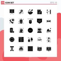 Stock Vector Icon Pack mit 25 Zeilenzeichen und Symbolen für Kinospeichereinstellungen Verbindungssuppe editierbare Vektordesign-Elemente