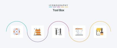 Tools Flat 5 Icon Pack inklusive Farbe. Bürste. schrauben. Werkzeug. Industrie vektor
