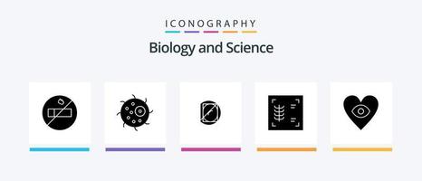 Biologie Glyphe 5 Icon Pack inklusive . Liebe. Medikamente. Herz. Röntgen. kreatives Symboldesign vektor