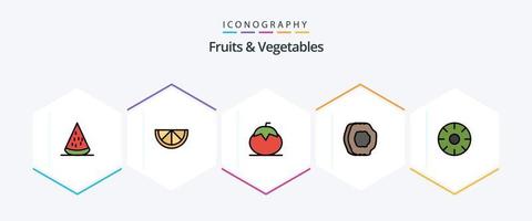 Obst und Gemüse 25 gefüllte Symbolpakete einschließlich Lebensmittel. Früchte. Frucht. Essen. Aprikose vektor