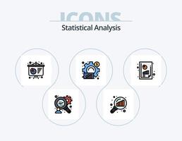 statistisk analys linje fylld ikon packa 5 ikon design. konferens affisch. tillväxt. riktmärke. Graf. forskning vektor