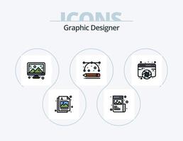 Grafikdesigner Linie gefüllt Icon Pack 5 Icon Design. trinken. Bild. Entwerfen. Idee. Designer vektor