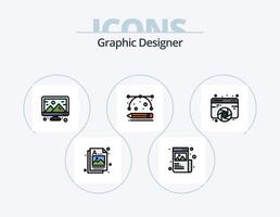 grafisk designer linje fylld ikon packa 5 ikon design. dryck. bild. design. aning. designer vektor