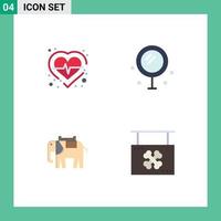 4 flaches Icon-Paket für die Benutzeroberfläche mit modernen Zeichen und Symbolen der Gesundheit Tierkontrolle Liebe indische editierbare Vektordesign-Elemente vektor