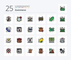 E-Commerce 25 Zeilen gefülltes Icon Pack inklusive Dollar. Code. offen. Barcode. Dollar vektor