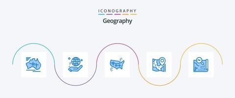 geo grafisk blå 5 ikon packa Inklusive plats. Karta. värld. amerika. förenad vektor