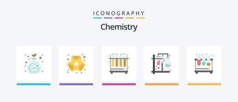 Chemie Flat 5 Icon Pack inklusive Röhren. Chemie. prüfen. mischen. Rohre. kreatives Symboldesign vektor