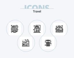 Reiselinie Icon Pack 5 Icon Design. Stufen. Einkaufen. Transport. schmucklos. Fall vektor