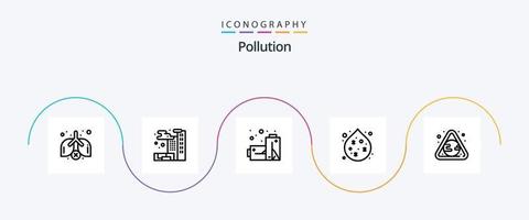 Verschmutzungslinie 5 Icon Pack inklusive . Abfall. Verschmutzung. Verschmutzung. Erde vektor