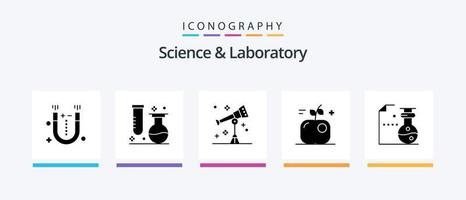 Science Glyph 5 Icon Pack inklusive Chemie. Essen. Rohr. Ausbildung. Fernrohr. kreatives Symboldesign vektor