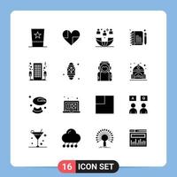 uppsättning av 16 vektor fast glyfer på rutnät för redigera kommentar favorit utläggning internationell redigerbar vektor design element
