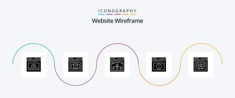 Website Wireframe Glyph 5 Icon Pack inklusive Browser. Netz. Internet. Alarm. Aktie vektor