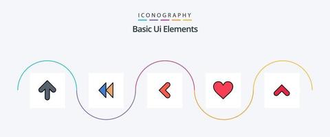 grundlegende ui-elemente linie gefüllt flach 5 symbolpaket einschließlich pfeile. Hochzeit. Pfeil. Zeichen. Liebe vektor