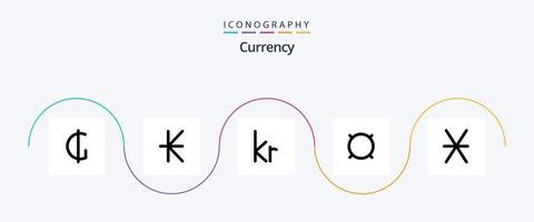valuta linje fylld platt 5 ikon packa Inklusive roman. generisk. krona. kontanter. generisk pengar vektor