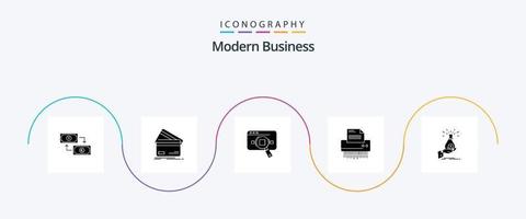 Modern Business Glyph 5 Icon Pack inklusive Daten. analytisch. Geschäft. Forschung. Geld vektor