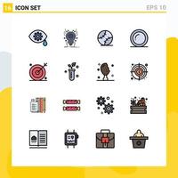 Aktienvektor-Icon-Pack mit 16 Zeilenzeichen und Symbolen für Medien, die Ball danken, Platte, editierbare kreative Vektordesign-Elemente vektor