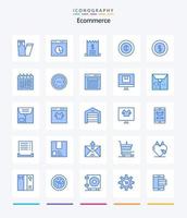 Creative E-Commerce 25 Blue Icon Pack wie Datum. Geld. Rechnungen. E-Commerce. Kasse vektor