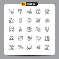 Benutzeroberflächenpaket mit 25 Grundlinien von Pot Coin Billboard Clover Egg editierbaren Vektordesign-Elementen vektor