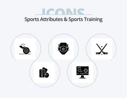 sporter attribut och sporter Träning glyf ikon packa 5 ikon design. sport. emblem. ström. klubb. vissla vektor