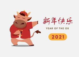 Frohes chinesisches Neujahr 2021 Ochsen Tierkreis