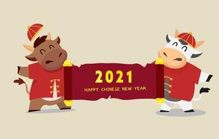 Frohes chinesisches Neujahr 2021 Ochsen Tierkreis vektor