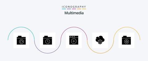 Multimedia Glyph 5 Icon Pack inklusive . neu. Stern. Favorit vektor
