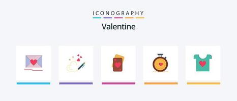 valentine platt 5 ikon packa Inklusive kärlek. kärlek. penna. dag. alla hjärtans dag. kreativ ikoner design vektor