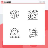 4 thematische Vektor-Fülllinien-Flachfarben und editierbare Symbole von bloone beach heart garden Swimming editable vector design elements