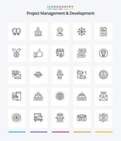 kreativ projekt förvaltning och utveckling 25 översikt ikon packa sådan som lista. budget. outsourca. resurs. chef vektor