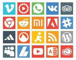 20 social media ikon packa Inklusive rss grooveshark krom adidas slak vektor