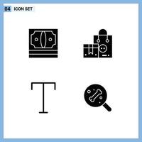 moderner Satz von 4 soliden Glyphen und Symbolen wie Business Valentine Money Buy Font editierbare Vektordesign-Elemente vektor
