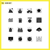 Stock Vector Icon Pack mit 16 Zeilenzeichen und Symbolen für den Bau Kopfschmuck Business Employee Education Gym editierbare Vektordesign-Elemente