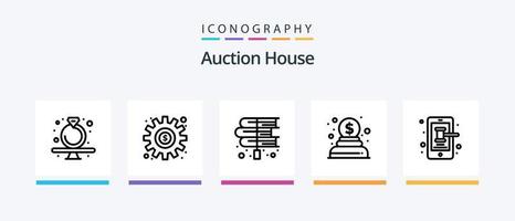 Auction Line 5 Icon Pack inklusive Geschenk. gegenwärtig. Prämie. Geld. Wohltätigkeit. kreatives Symboldesign vektor