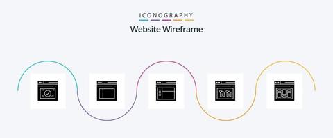 hemsida trådmodell glyf 5 ikon packa Inklusive . sida. arkiv. internet. browser vektor