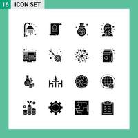Stock Vector Icon Pack mit 16 Linienzeichen und Symbolen für Online-Desktop-Umweltverschmutzung Wissenschaftler Mathematiker editierbare Vektordesign-Elemente