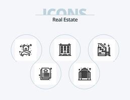 Immobilien-Line-Icon-Pack 5 Icon-Design. Eigentum. Stufen. Karte. Fortschritt. real vektor