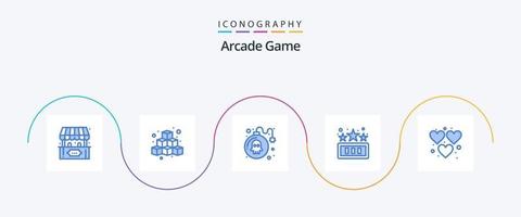 Arcade Blue 5 Icon Pack inklusive Herz. Spiel. spielen. Spaß. spielen vektor