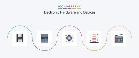 Geräte Flat 5 Icon Pack inklusive Full. Aufladung. Server. Batterie. elektronisch vektor