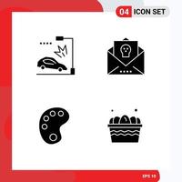 Stock Vector Icon Pack mit 4 Linienzeichen und Symbolen für Unfallzeichnung Laternenpfahl Halloween-Farbe editierbare Vektordesign-Elemente