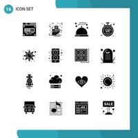 satz von 16 modernen ui-symbolen symbolzeichen für lichtzeit lebensmittel begrenzte cyber-editierbare vektordesignelemente vektor