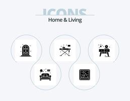 Haus und Leben Glyphen-Icon-Pack 5 Icon-Design. Leben. Tisch. Bild. Eisen. heim vektor