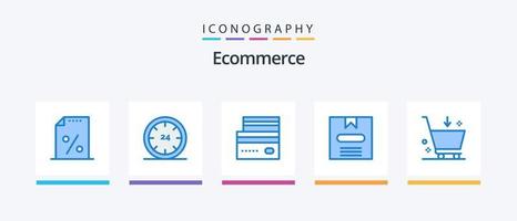 E-Commerce Blue 5 Icon Pack inklusive Verstecken. Handel. Nacht. Kasten. Geld. kreatives Symboldesign vektor