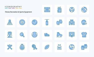 25 kondition rekreation och sporter Utrustning blå ikon packa vektor